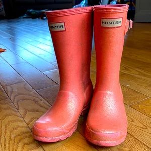 Girls pink glitter Hunter rain boots size 12